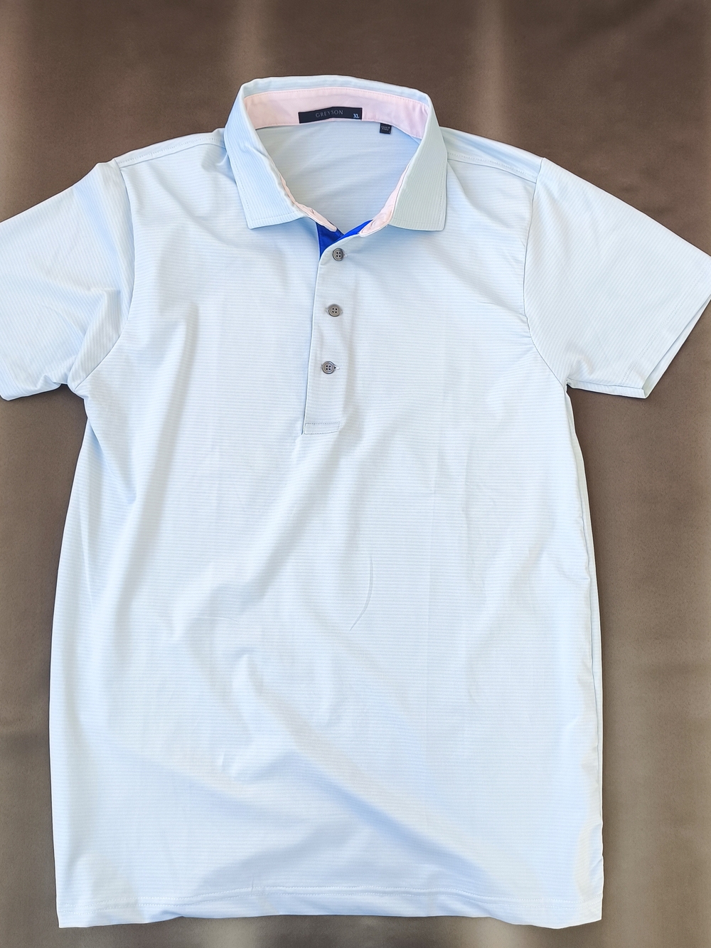 Greyson Light Blue Men's Polo Shirt - Classic Striped Casual Size Small